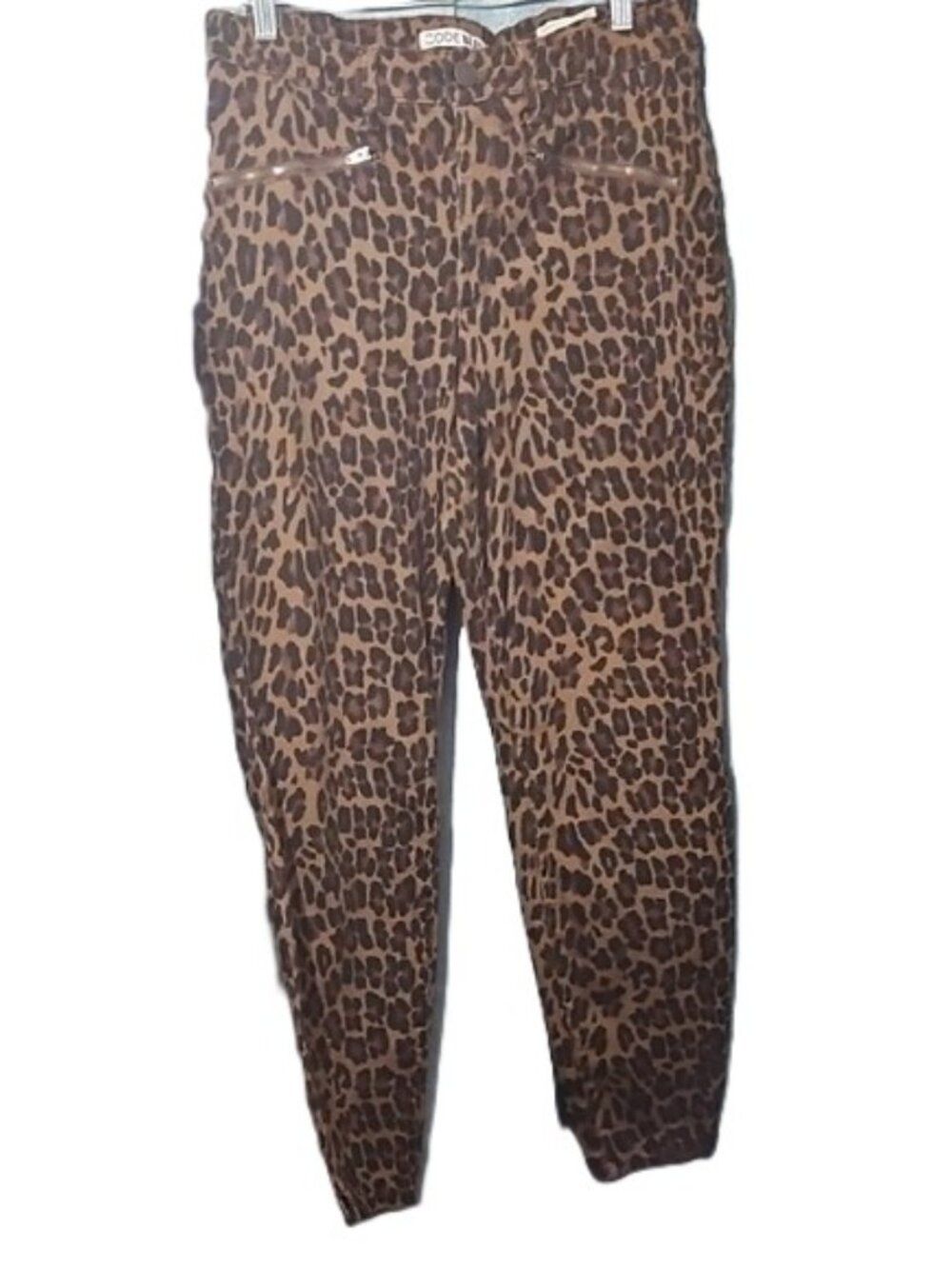 Code Bleu Black & Brown Animal Print Skinny Pants - Size 16